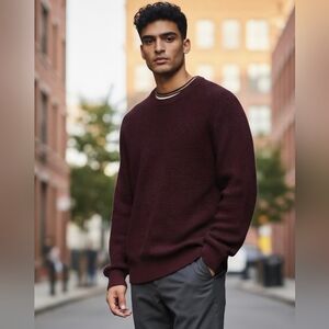 Men's Perry Ellis Deep Burgundy Crewneck Sweater Size Large EUC